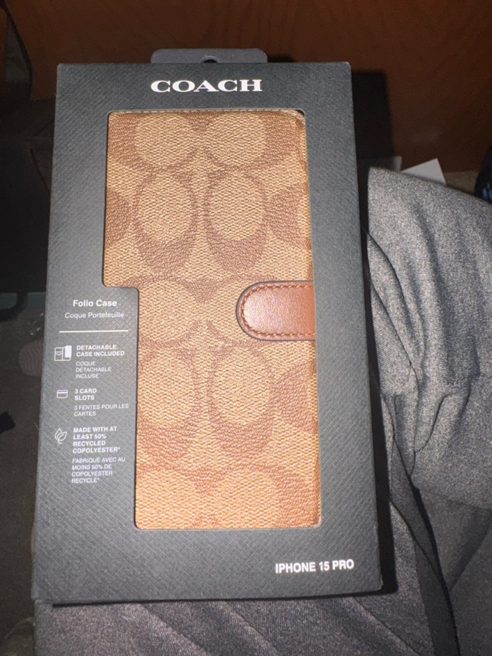 Coach Brown Signature Folio IPhone 15 Pro Case